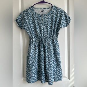 Lands' End Cotton Blue Daisy Dress Girl L 10-12